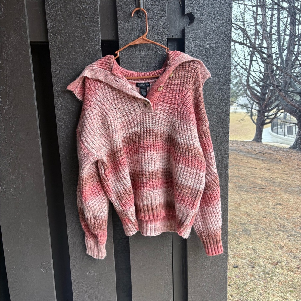 Pink and Cream Women's Sweater